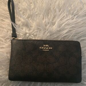 Coach Dark Brown Signature Wristlet